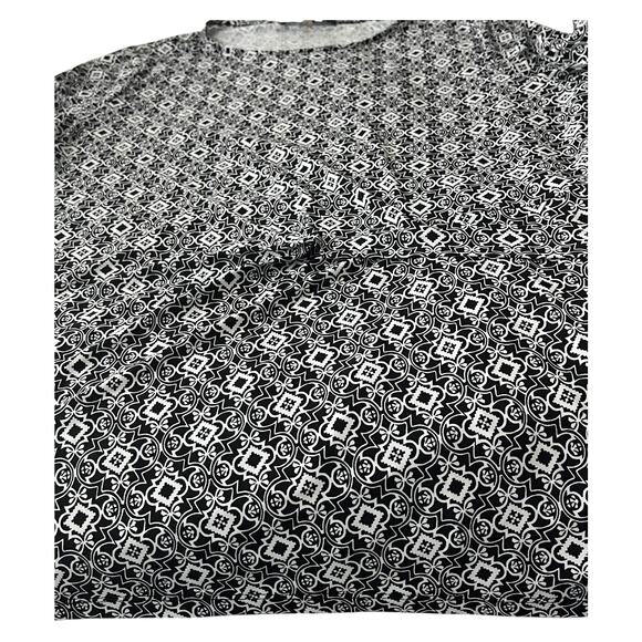 KASPER LONG SLV PULL-OVER ROUND NECK SIDE TIE BLOUSE, WOMENS, XL, BLACK/WHITE - Picture 3 of 12